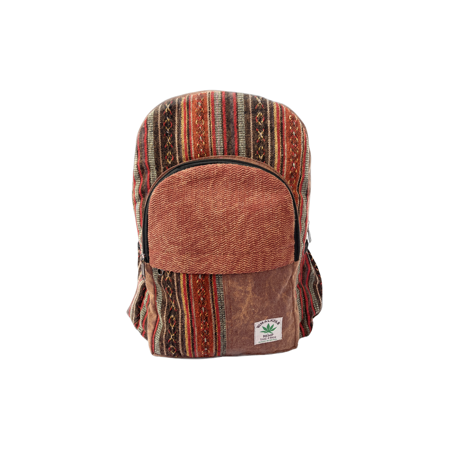 Large stone washed hemp and cotton backpack