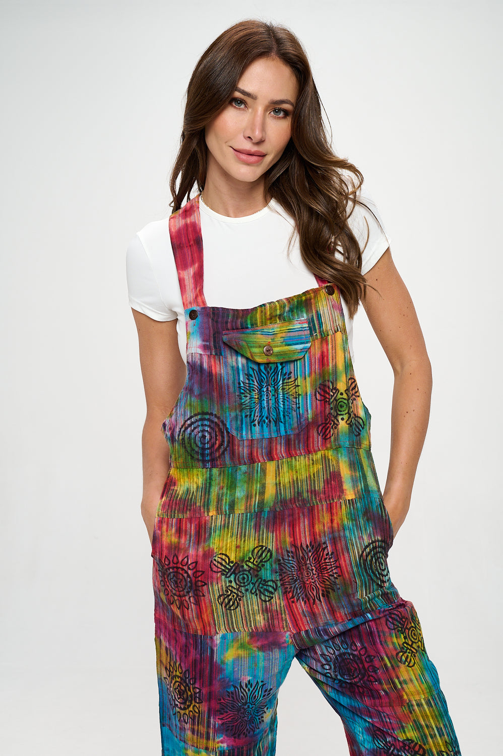 Tie dye patchworks jumpsuits