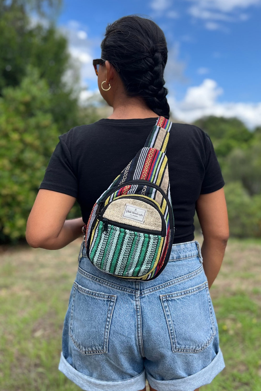 Cotton hemp sling bag