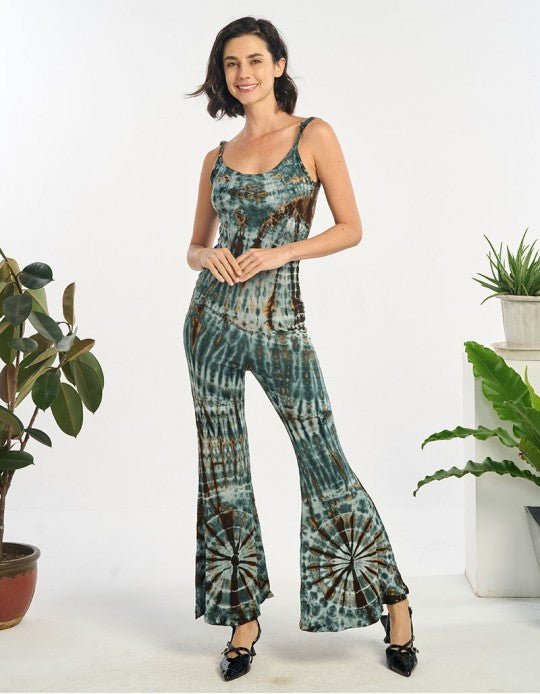 Tie dye bell botom overall