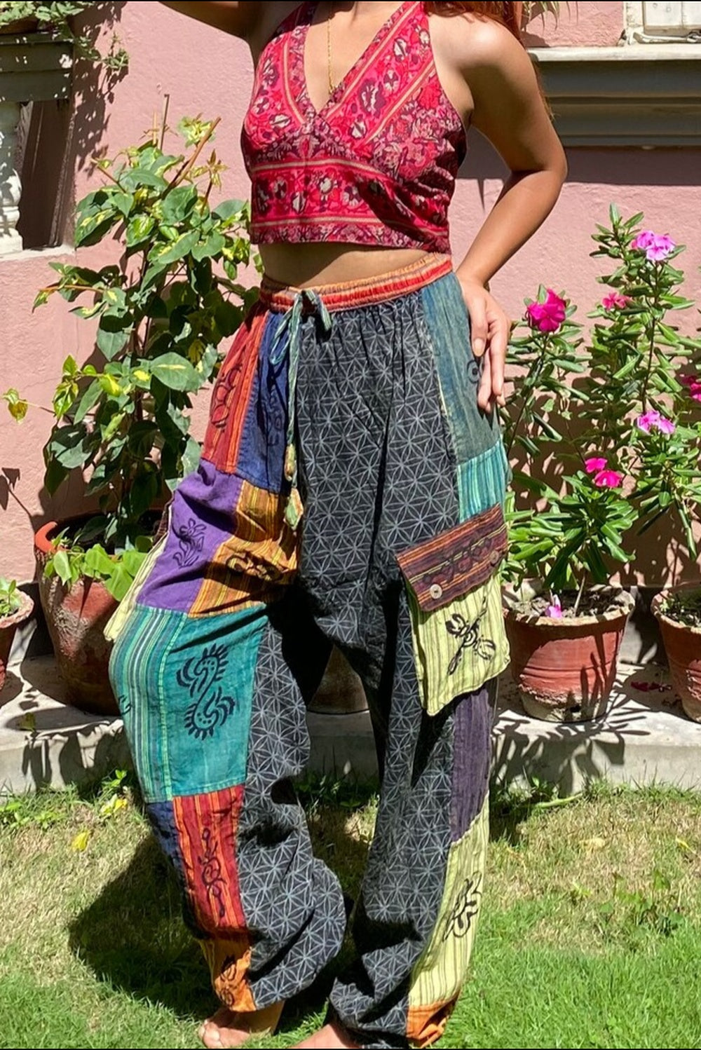 Flower of Life patchworks pant