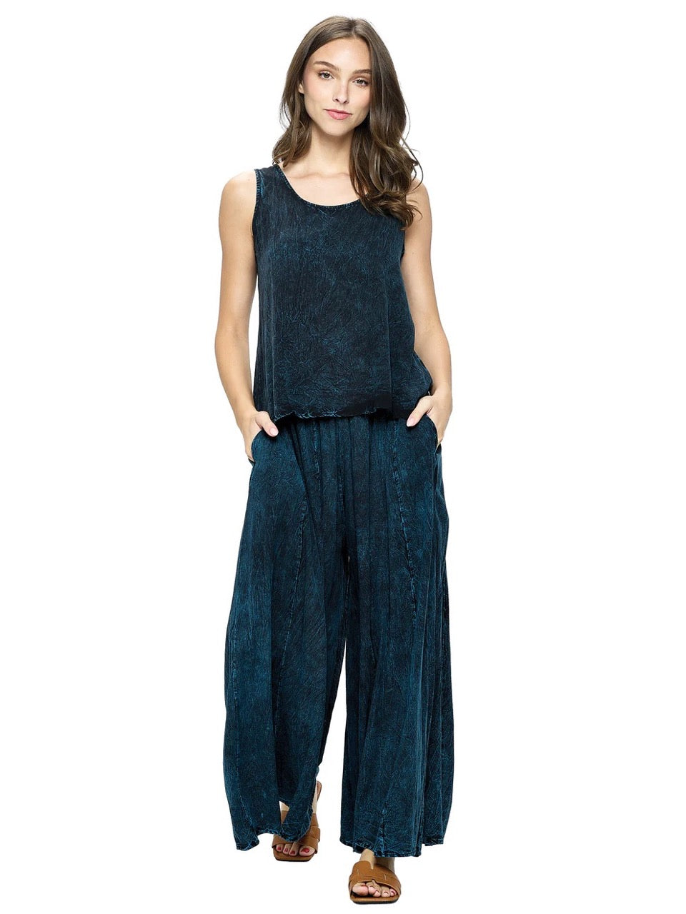 Cotton tank top and palazzo pant matching set