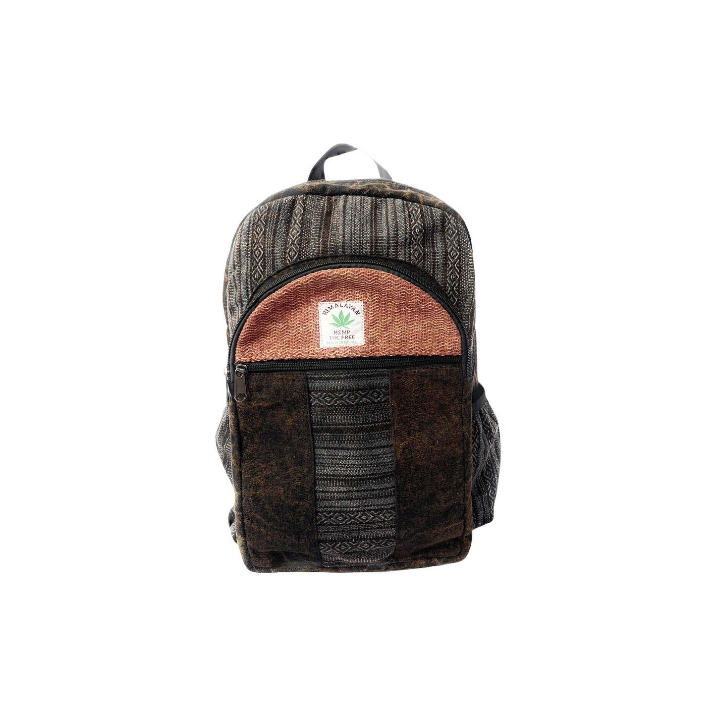 Large stone washed hemp and cotton backpack