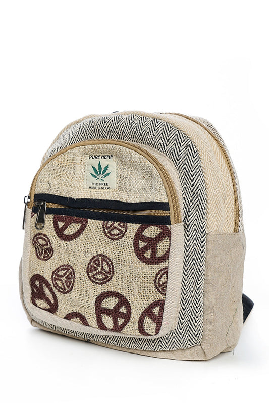 Peace sign hemp small backpack