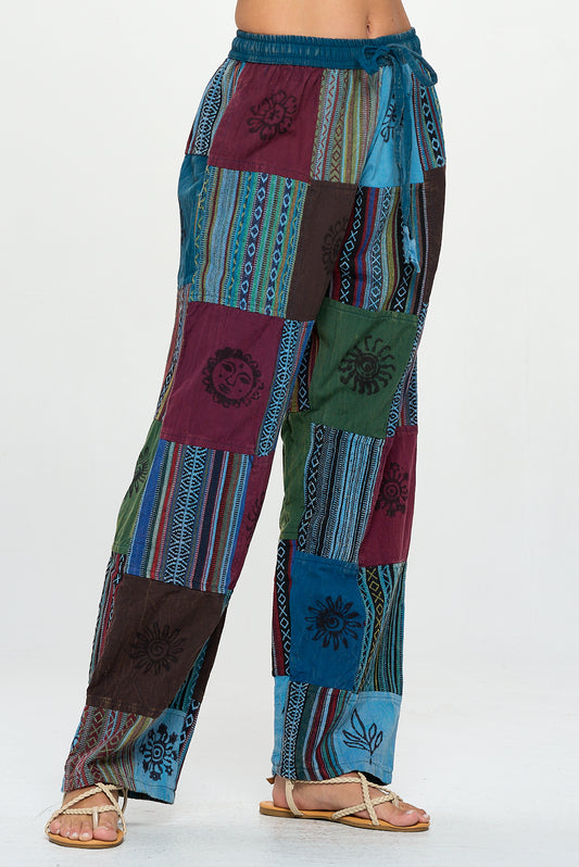 Patchworks straight leg pant