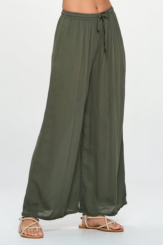 Green wide leg pant