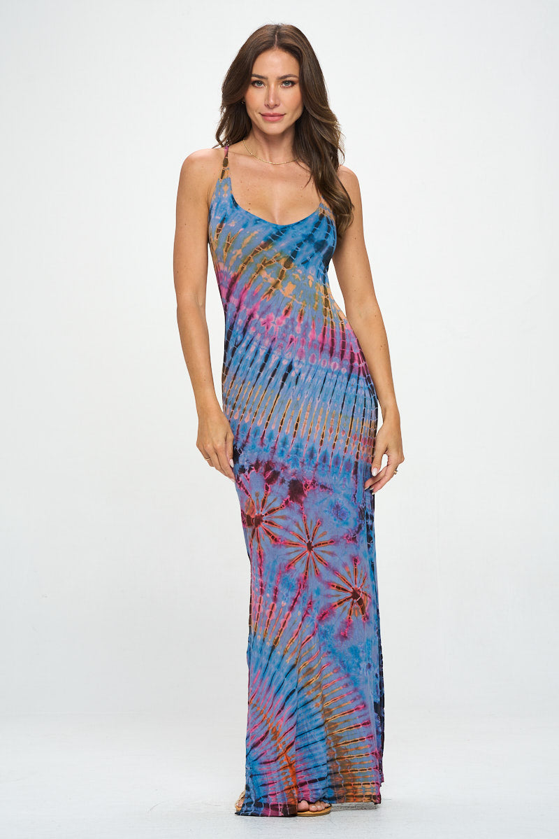 Tie dye Spandex Lace back dress