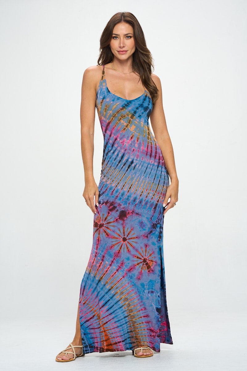 Tie dye Spandex Lace back dress