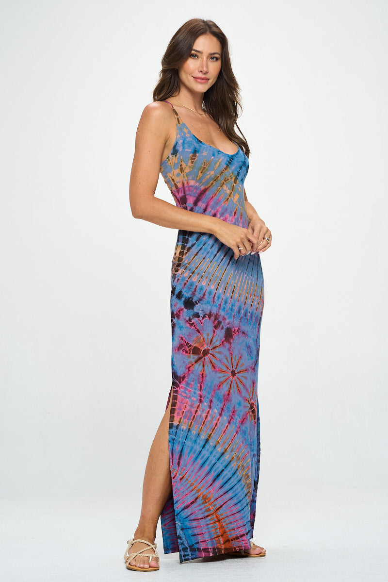 Tie dye Spandex Lace back dress