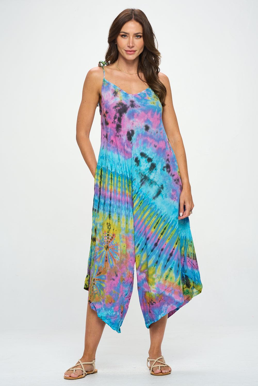 Tie dye rayon romper