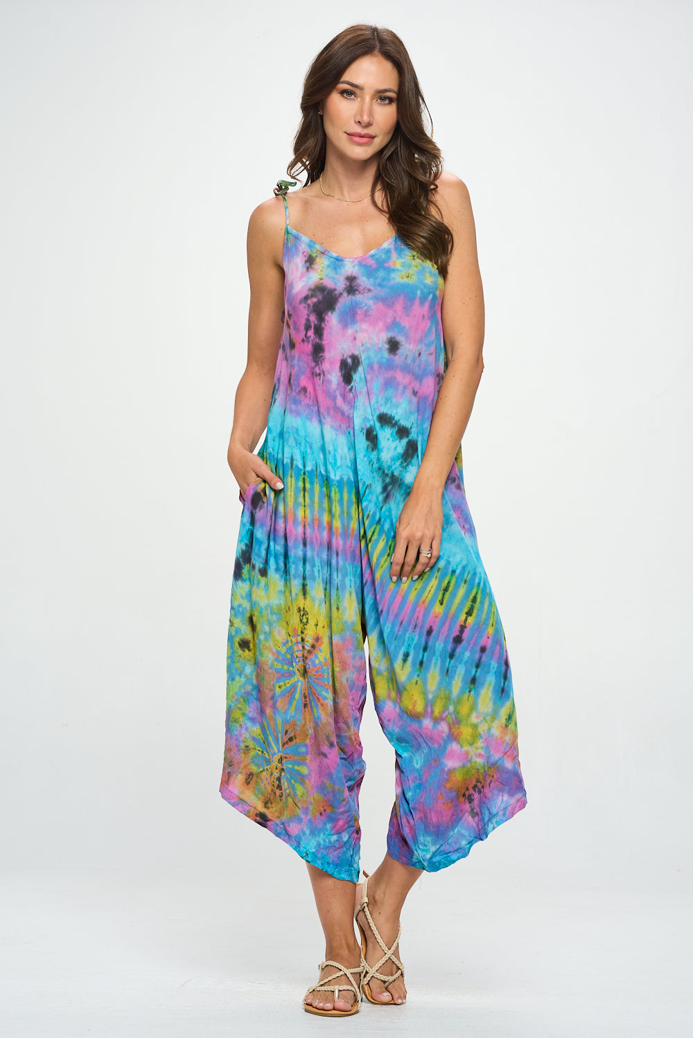 Tie dye rayon romper