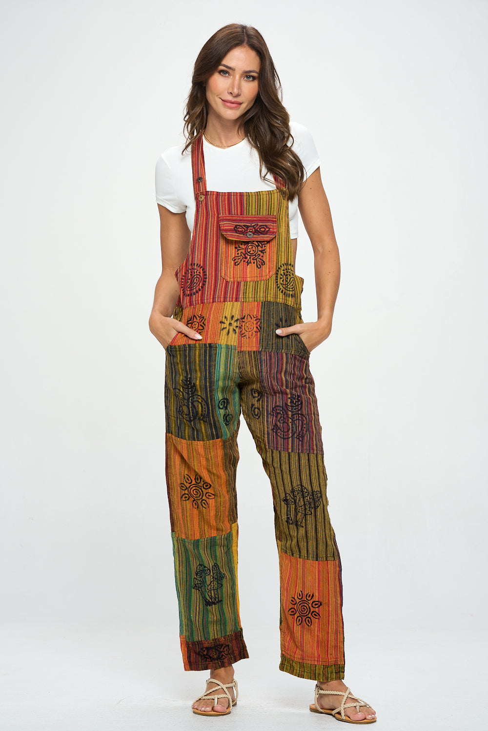 Cotton patchwork overalls