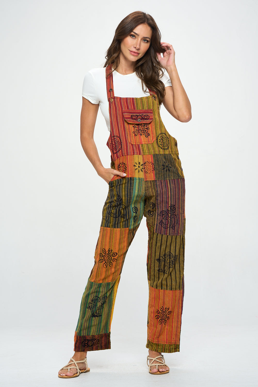 Cotton patchwork overalls