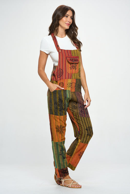 Cotton patchwork overalls