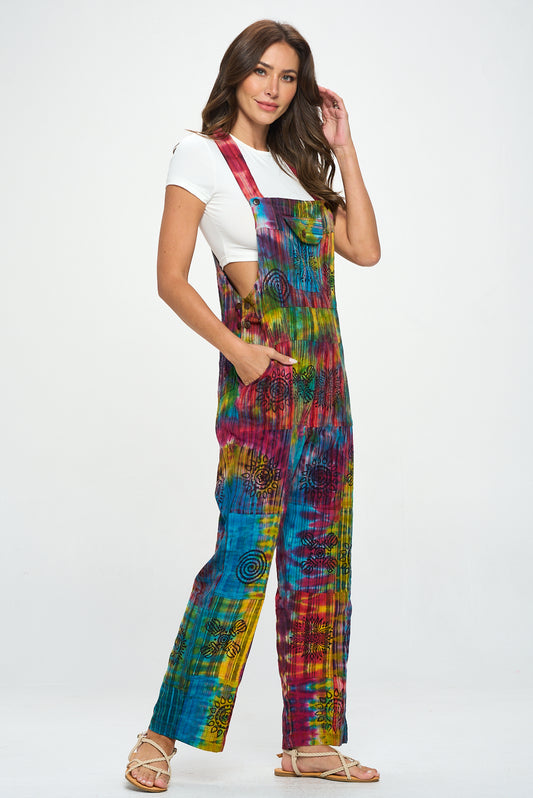 Tie dye patchworks jumpsuits