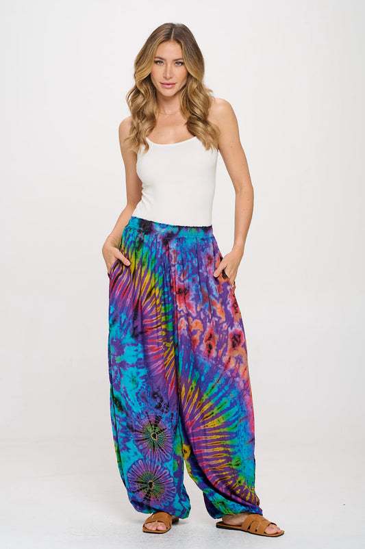 Rayon Purple tie dye harem pant