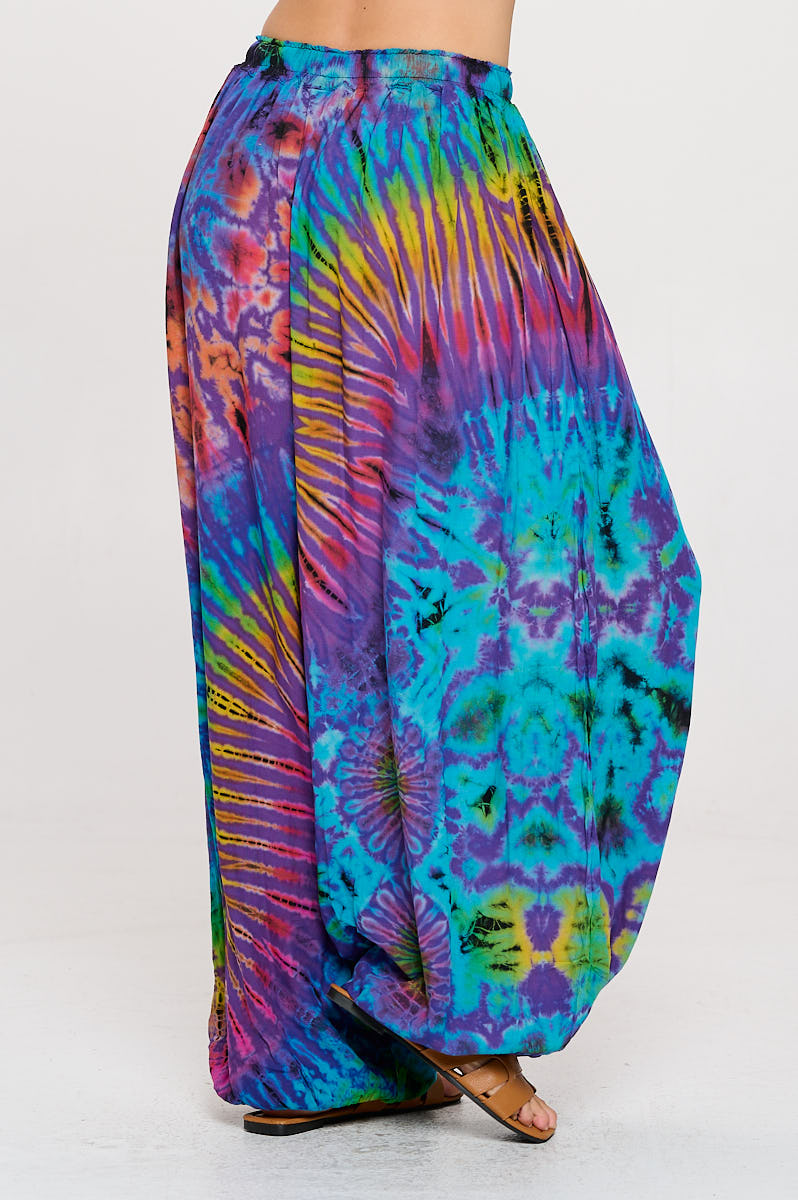 Rayon Purple tie dye harem pant