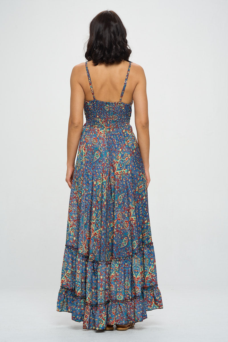 Bohemian Colorful Paisley Maxi Dress