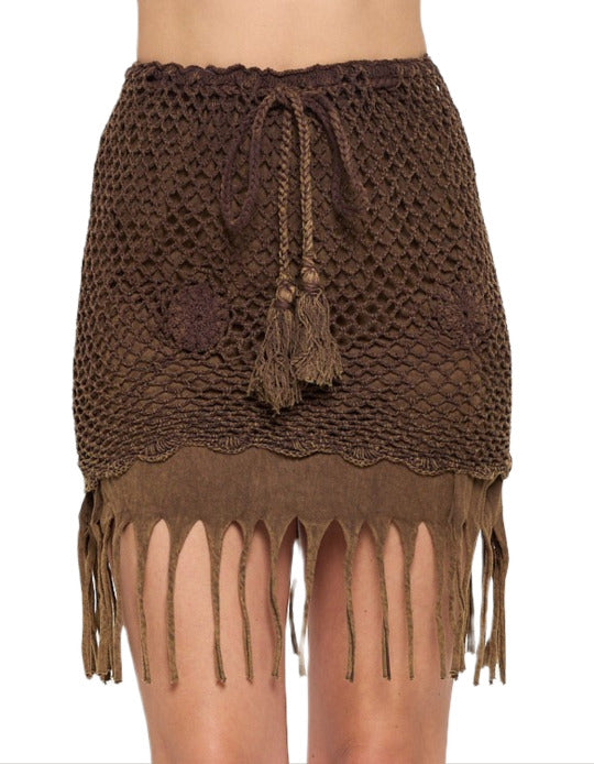 Crochet short skirt with elastic