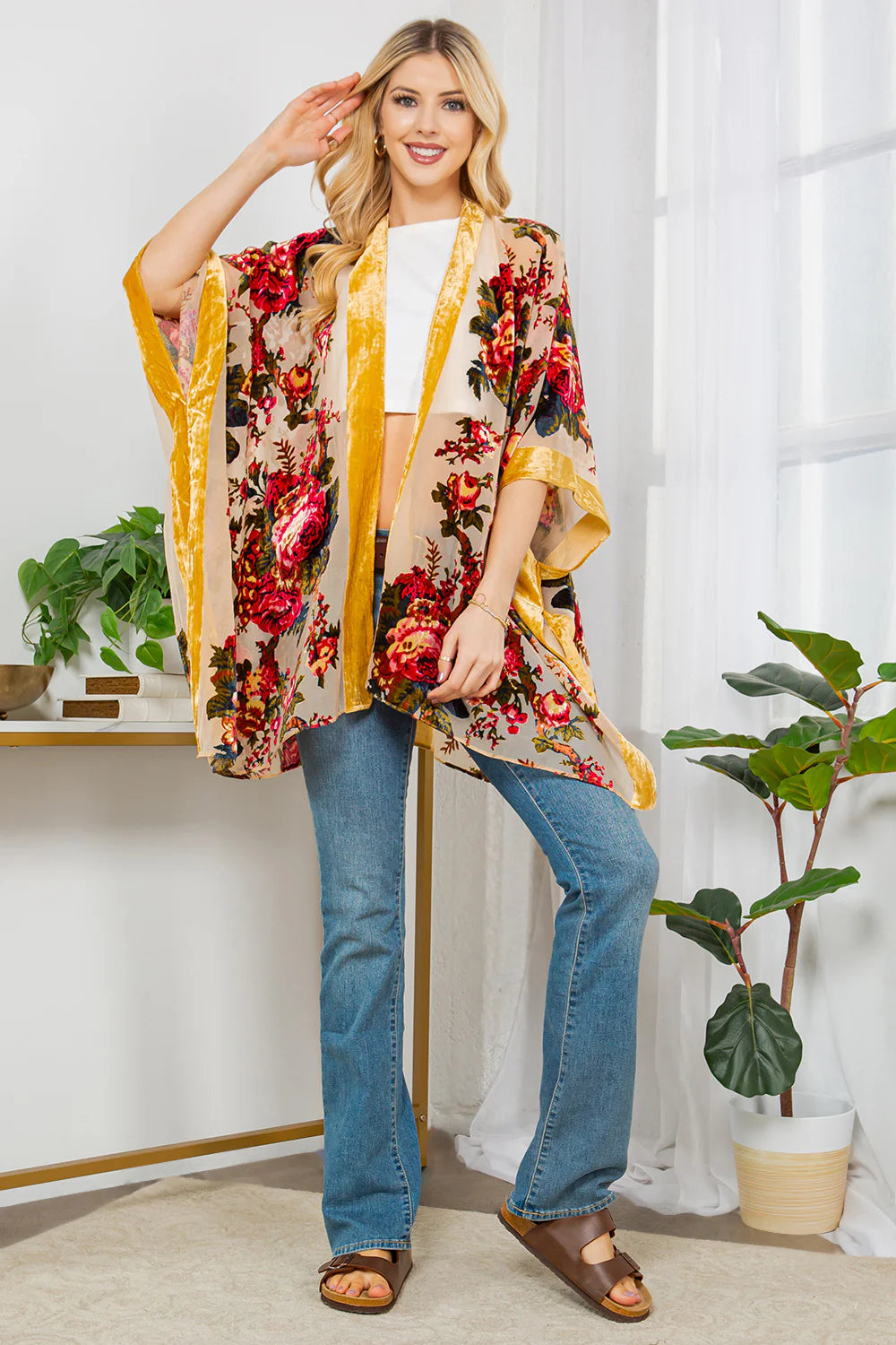 Golden boho Vevet Kimono