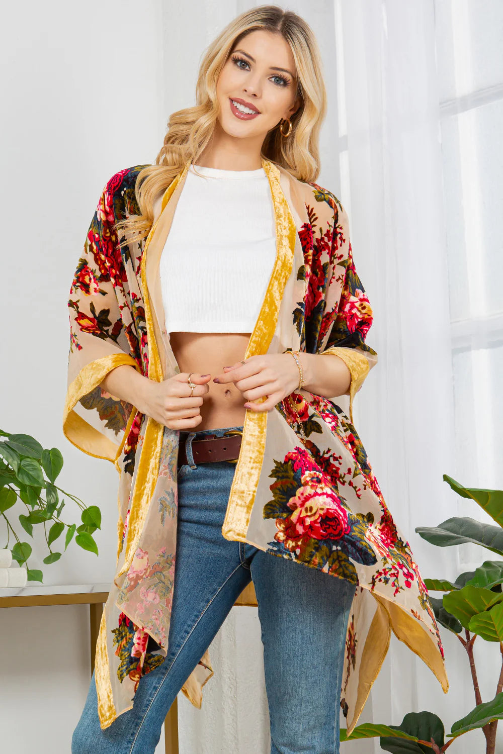 Golden boho Vevet Kimono