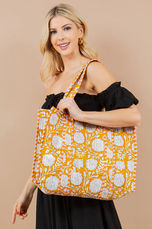 100% Cotton Quilted reversible tote bag