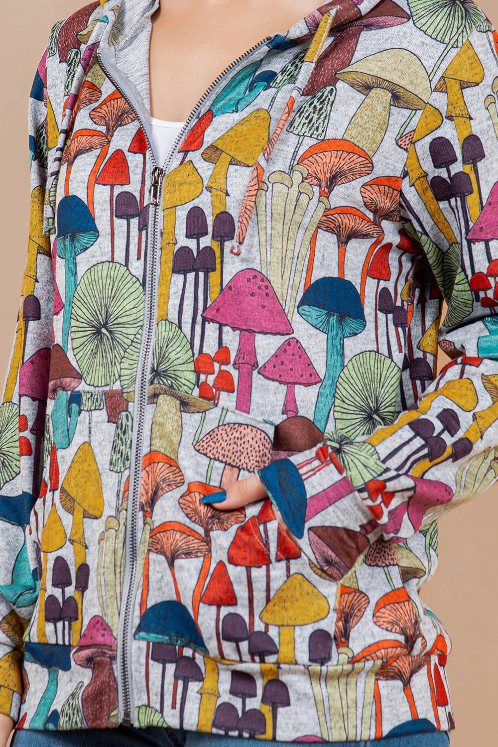 Mushroom zipper hoodie