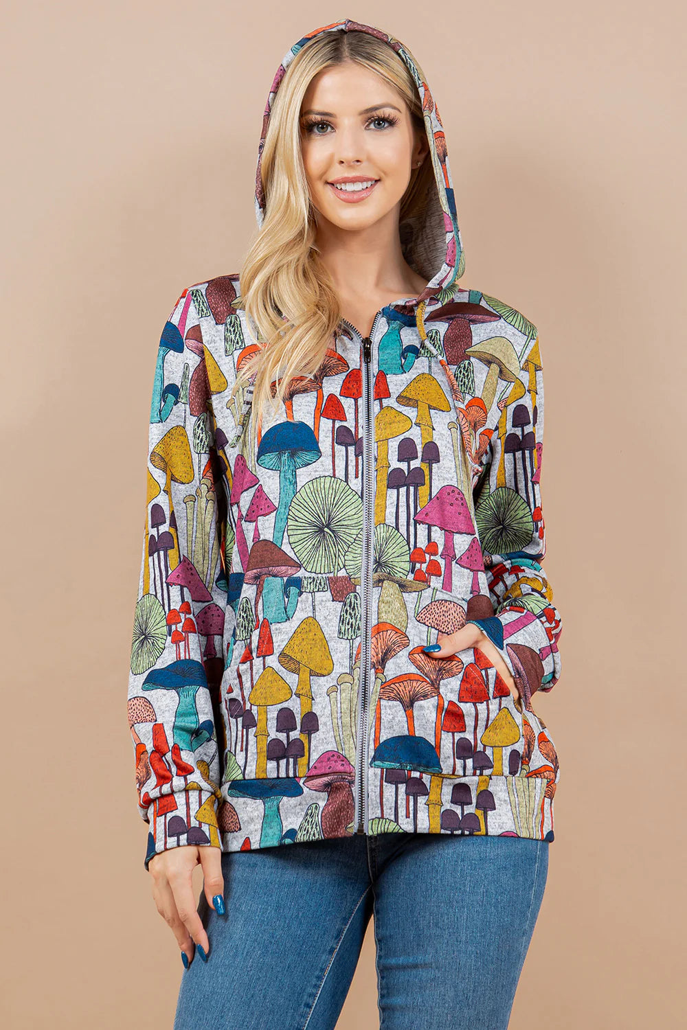 Mushroom zipper hoodie