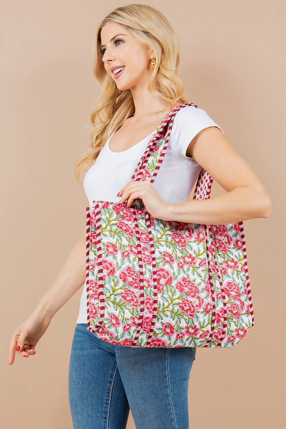 100% Cotton Quilted reversible tote bag