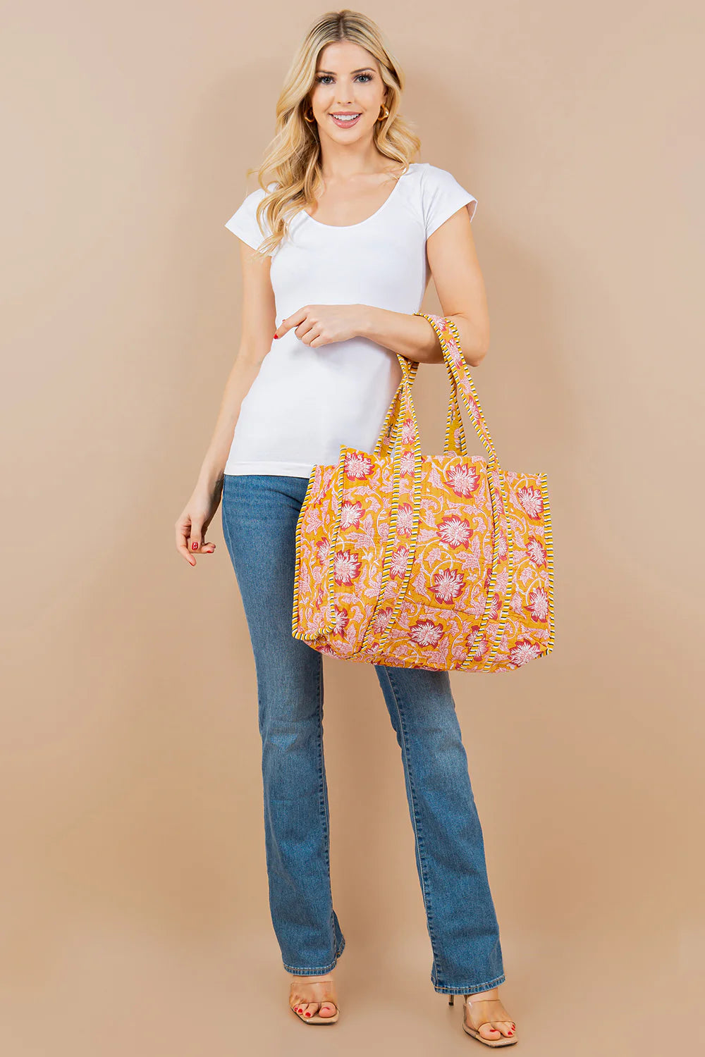 100% Cotton Quilted reversible tote bag