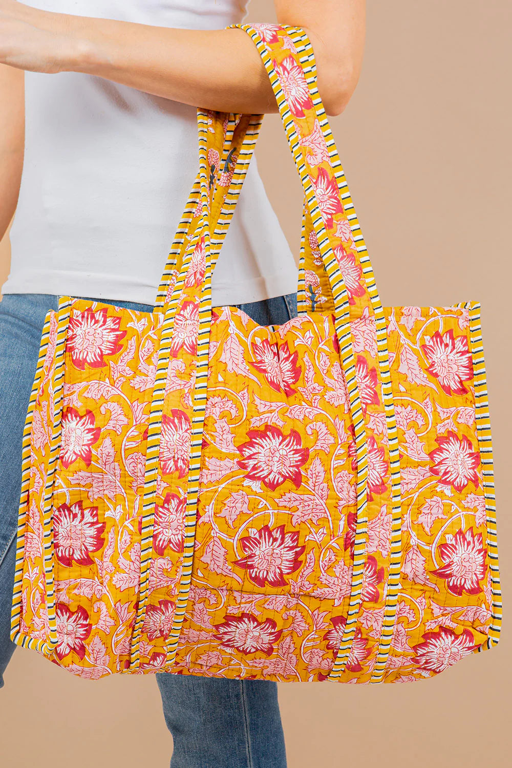 100% Cotton Quilted reversible tote bag