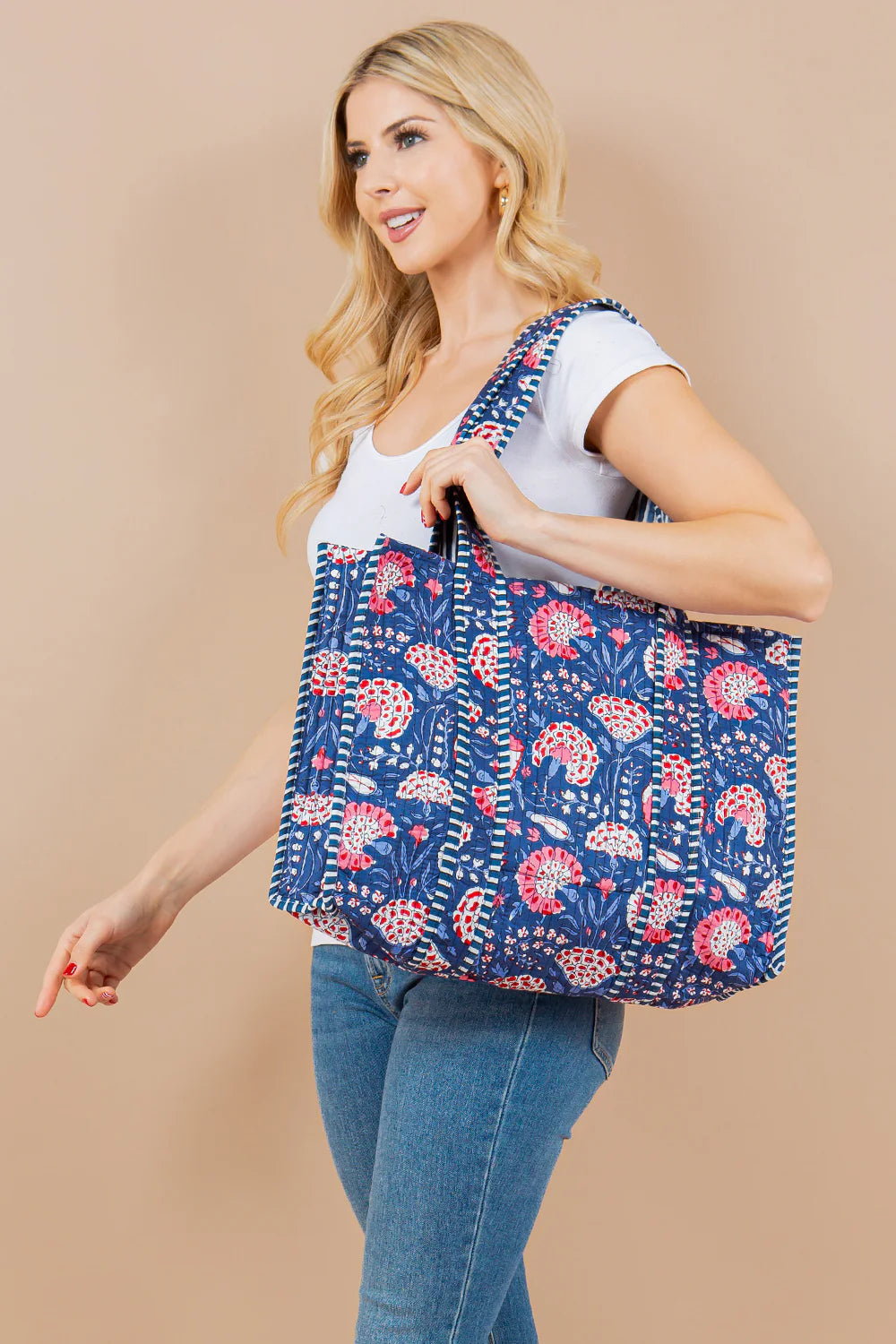 100% Cotton Quilted reversible tote bag