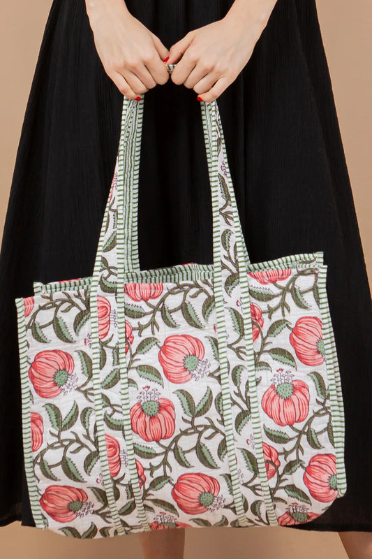 100% Cotton Quilted reversible tote bag