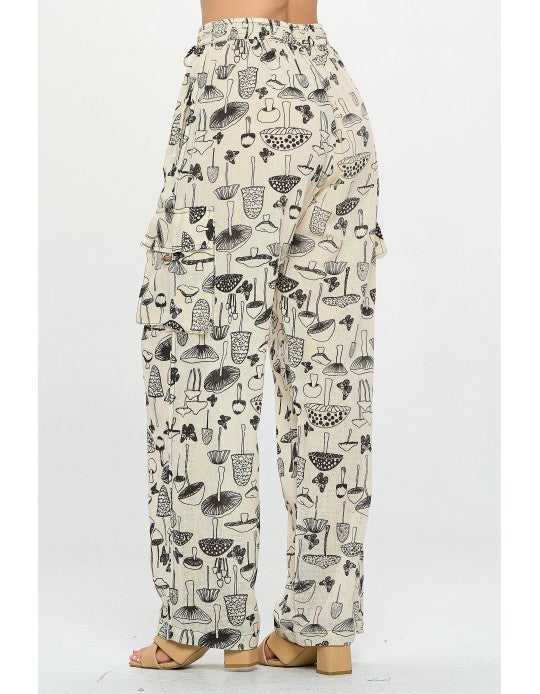 Mushrooms print cargo pant