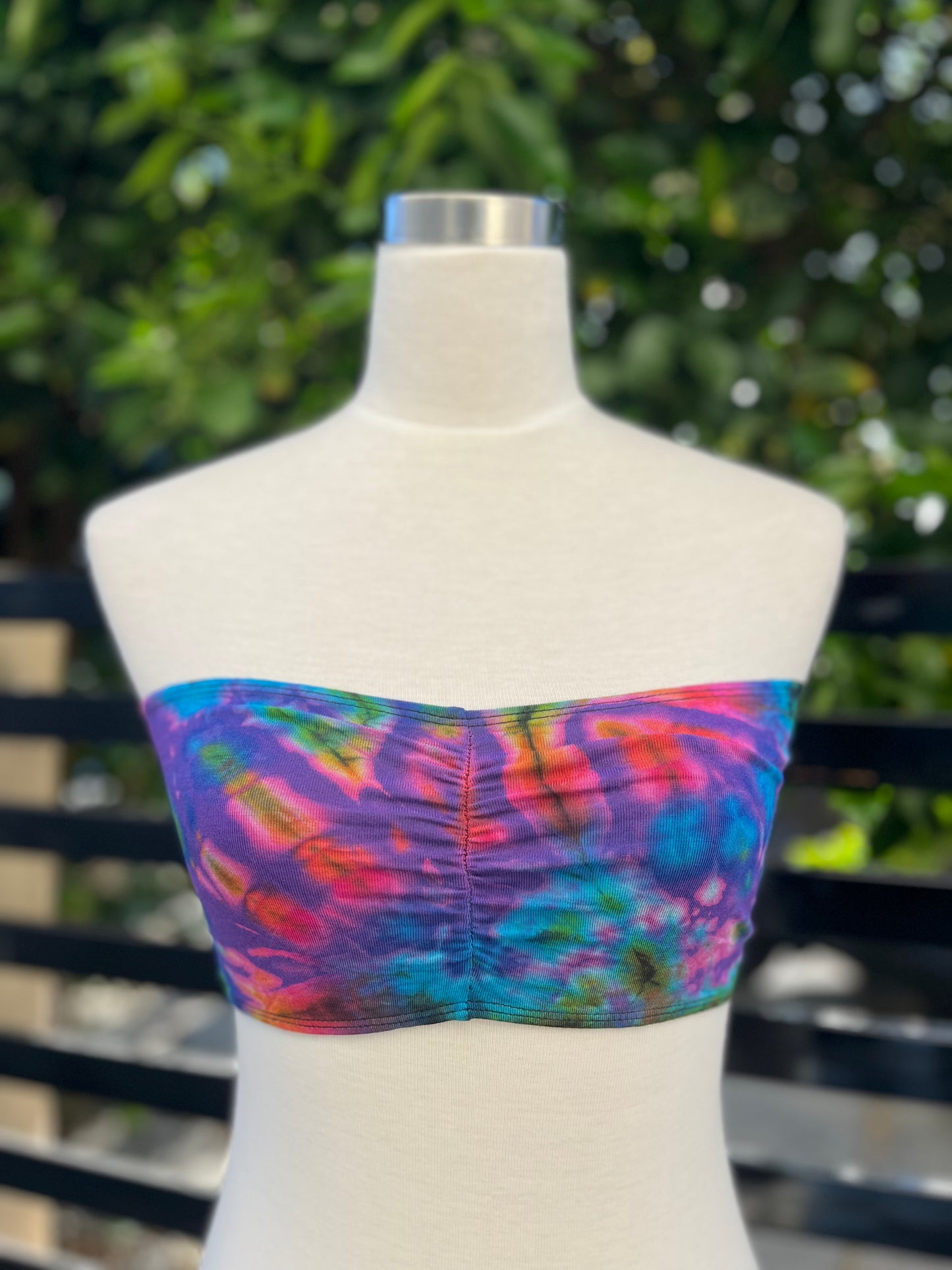 Tie dye spandex bandeau bra top