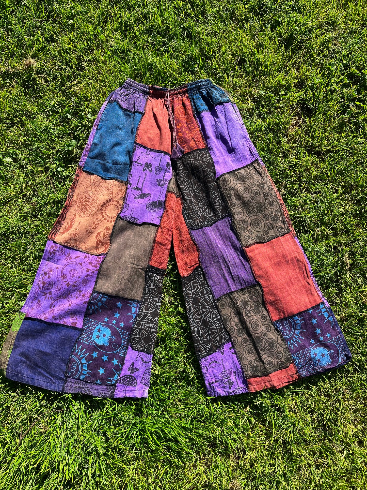 100% Cotton patchworks wide leg pant