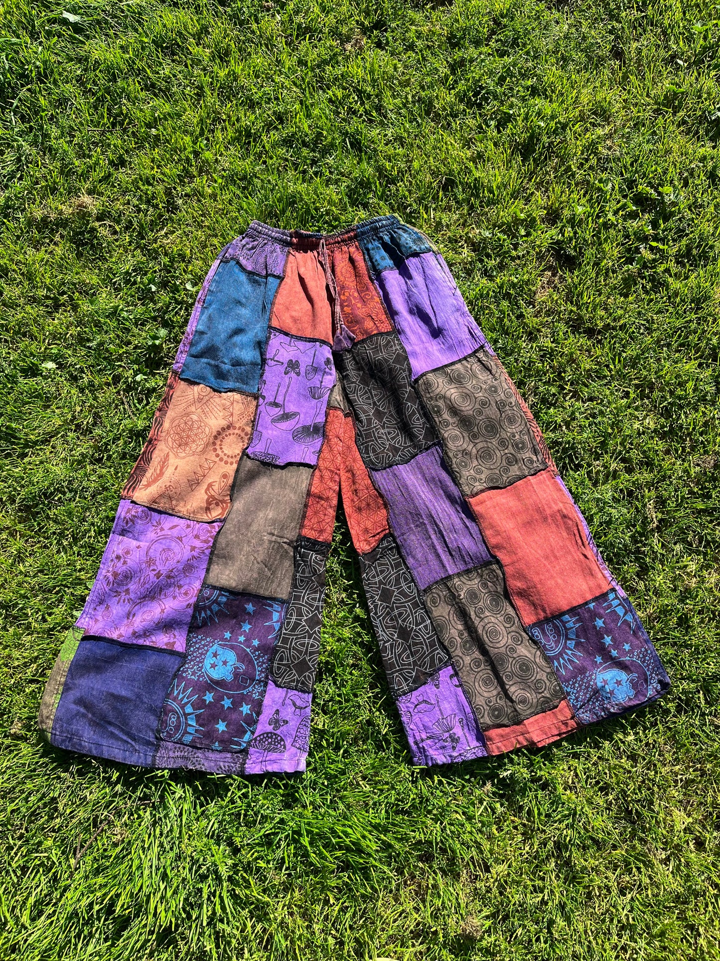 100% Cotton patchworks wide leg pant