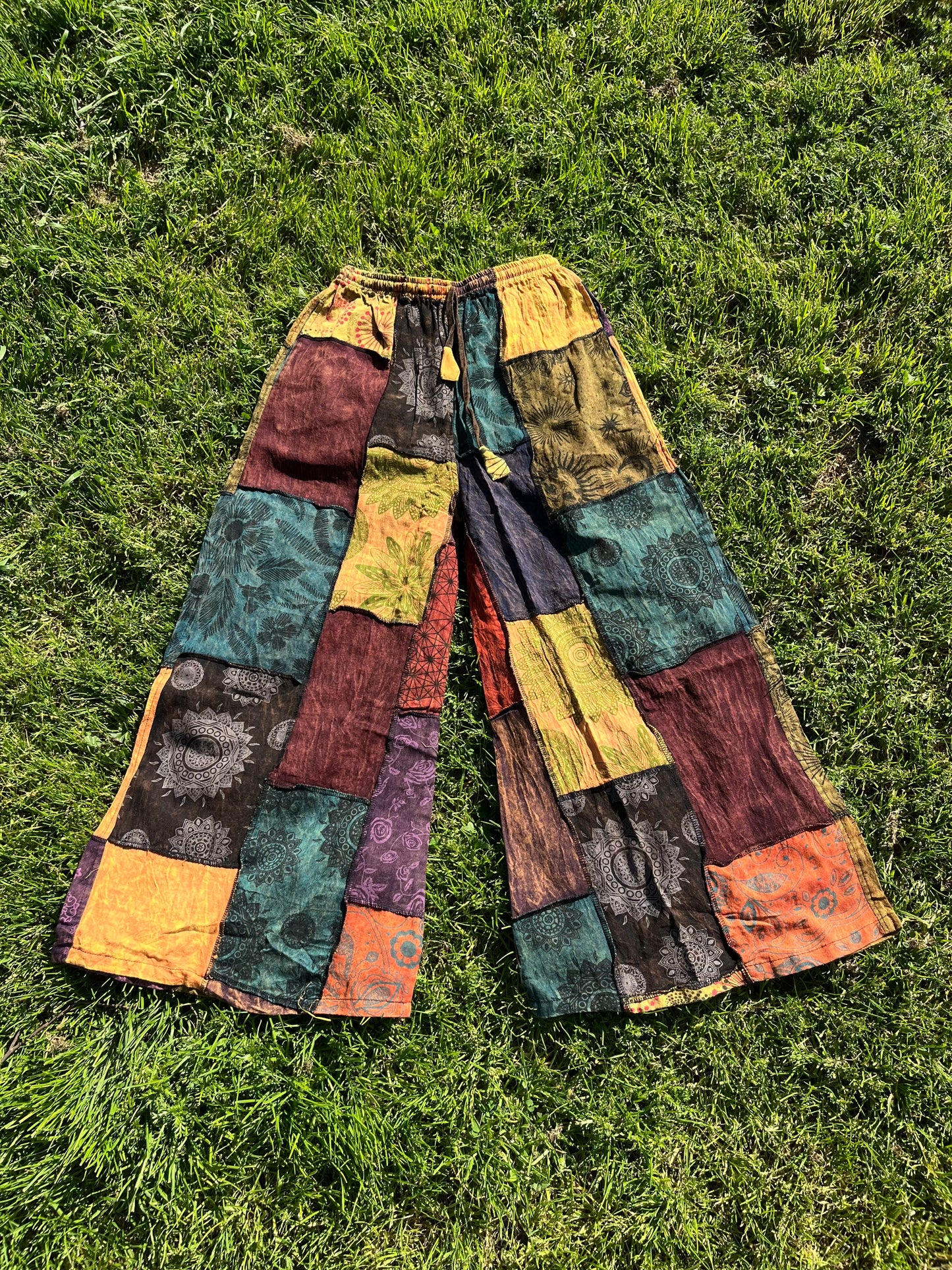 100% Cotton patchworks wide leg pant