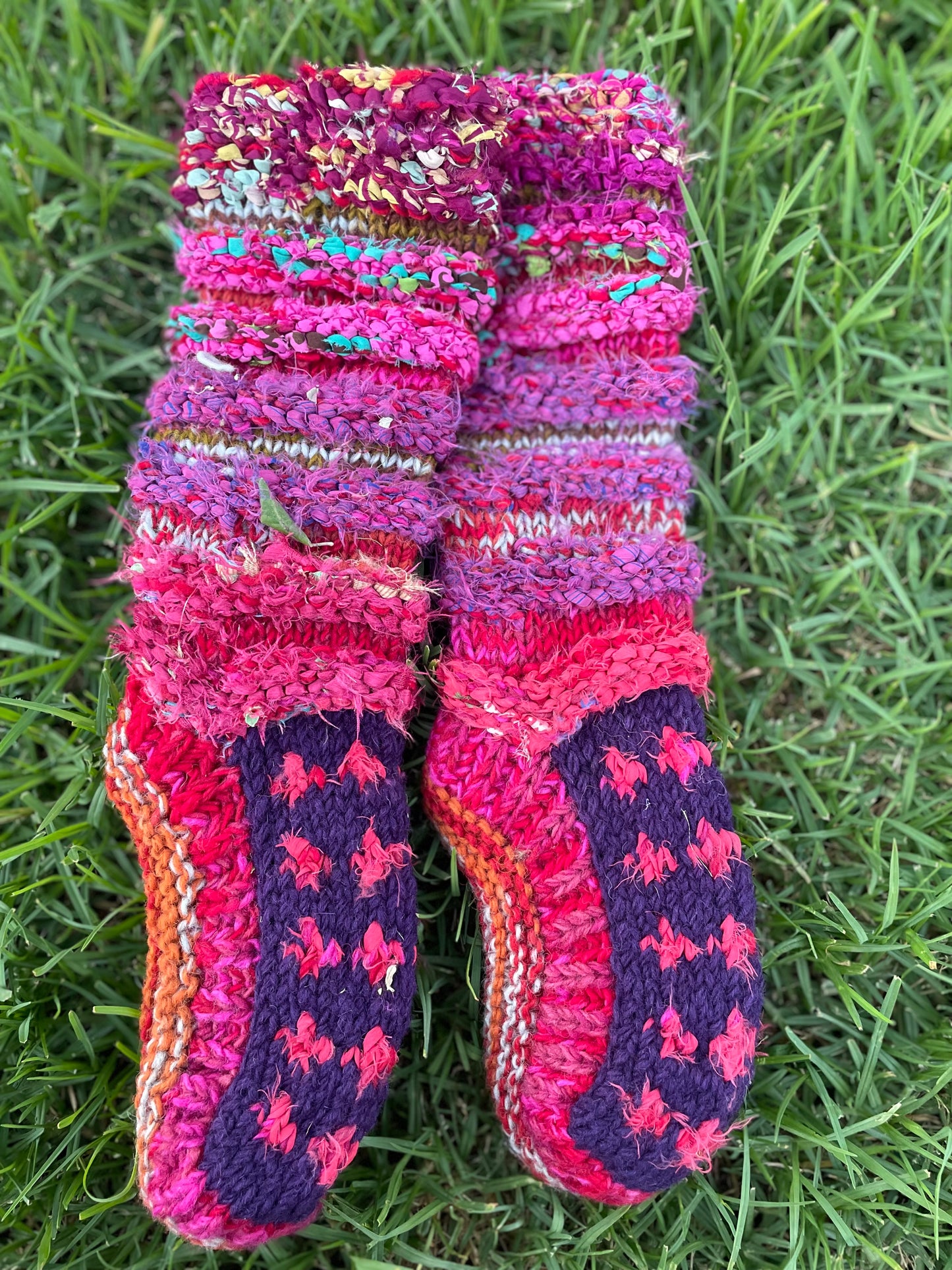 Hand knitted wool long socks