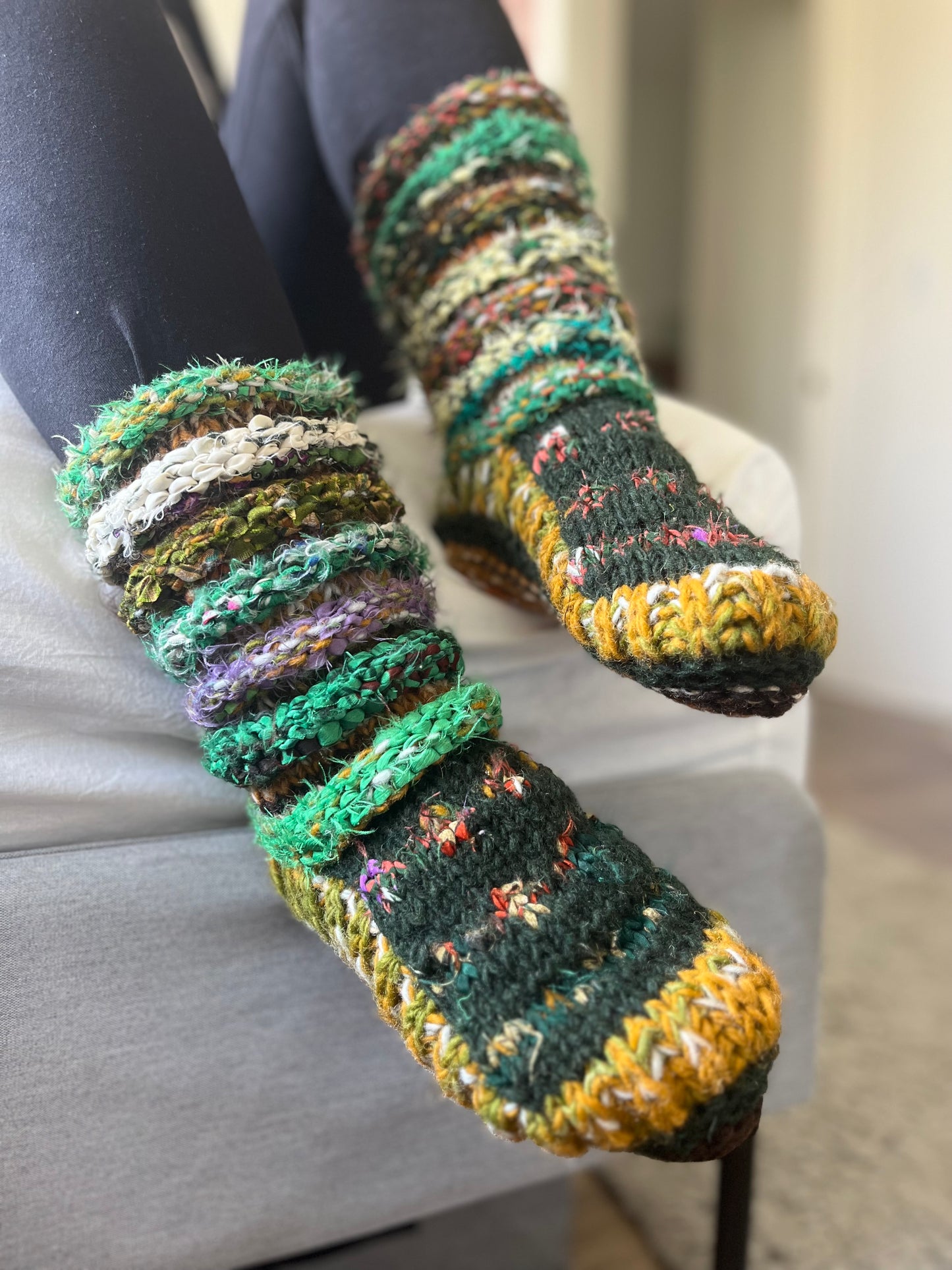 Hand knitted wool long socks