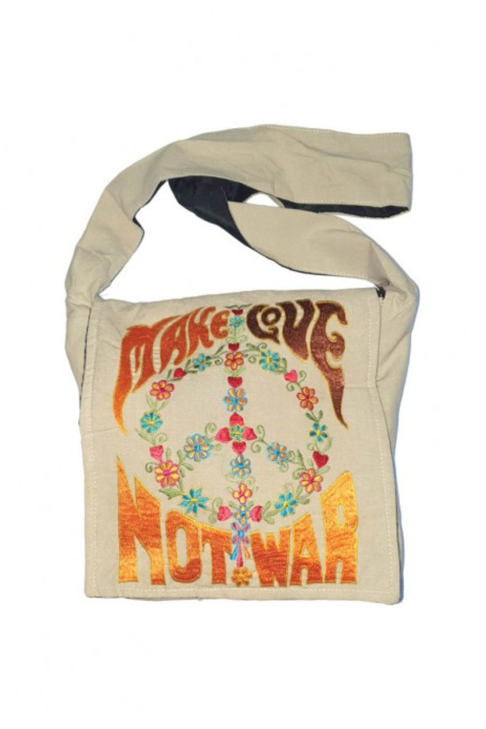 Make love nt war hippie hobo bag