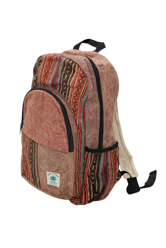 Large stone washed hemp and cotton backpack