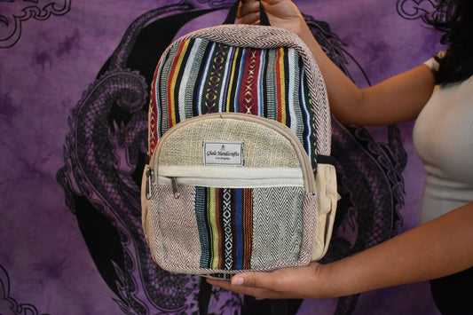 Small hemp and cotton backpack