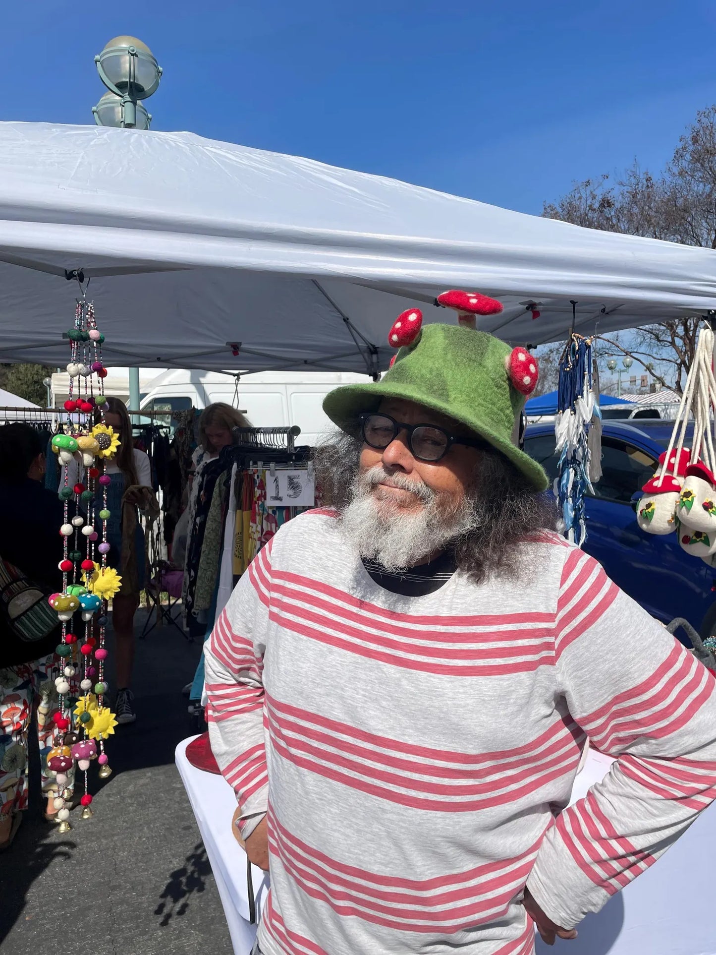 Green felt mushroom hat